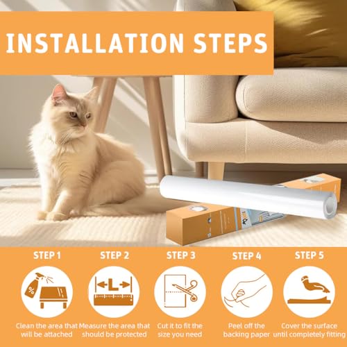 Qpets® Cat Scratcher Pad Clear PVC Cuttable Furniture Protector Self-Adhesive Sticker Scratching Mat for Wall Cabinet Couch Floor 45x100cm 2PCS Qpets® Cat Scratcher Pad Clear PVC Cuttable Furniture Protector Self-Adhesive Sticker Scratching Mat for Wall Cabinet Couch Floor 45x100cm 2PCS